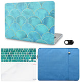 KECC Macbook Case with Cut Out Logo + Keyboard Cover, Screen Protector and Sleeve Sleeve Bag and Webcam Cover|Japanese Circle Pattern