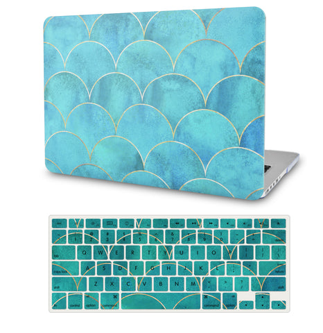 KECC Macbook Case with Cut Out Logo + Keyboard Cover Package |  Japanese Circle Pattern