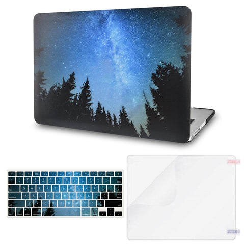 KECC Macbook Case with Cut Out Logo + Keyboard Cover and Screen Protector Package |Night Sky 3