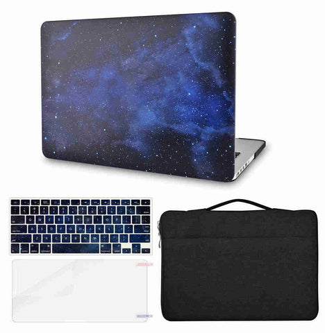 KECC Macbook Case with Cut Out Logo + Keyboard Cover, Screen Protector and Sleeve Bag |Night Sky 4