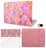 KECC Macbook Case with Cut Out Logo + Keyboard Cover, Screen Protector and Sleeve Sleeve Bag and Webcam Cover|Pink Diamond
