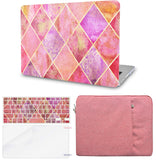 KECC Macbook Case with Cut Out Logo + Keyboard Cover, Screen Protector and Sleeve Package | Color Collection - Pink Diamond