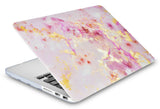 KECC Macbook Case with Cut Out Logo + Keyboard Cover, Screen Protector and Sleeve Package | Color Collection - Pink Marble Gold Mist