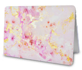 KECC Macbook Case with Cut Out Logo + Keyboard Cover, Screen Protector and Sleeve Package | Color Collection - Pink Marble Gold Mist