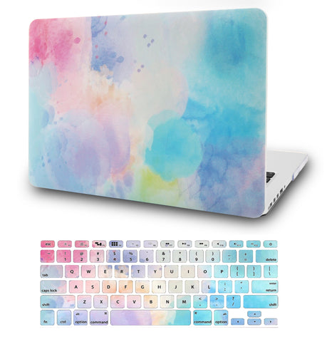 KECC Macbook Case with Cut Out Logo + Keyboard Cover Package | Oil Painting Collection - Rainbow Mist 2