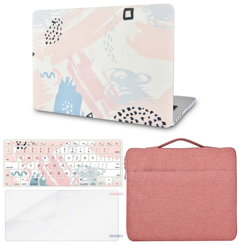 KECC Macbook Case with Cut Out Logo + Keyboard Cover, Screen Protector and Sleeve Bag |Watercolor Paint 2