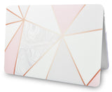 KECC Macbook Case with Cut Out Logo + Keyboard Cover and Sleeve Package | Painting Collection - White Marble with Pink Grey 2