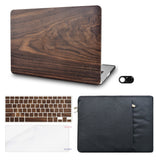 KECC Macbook Case with Cut Out Logo + Keyboard Cover, Screen Protector and Sleeve Sleeve Bag and Webcam Cover | Walnut Wood